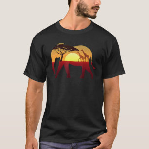 Elephant Silhouette Vintag Safari Retro Sunset Wi T-Shirt