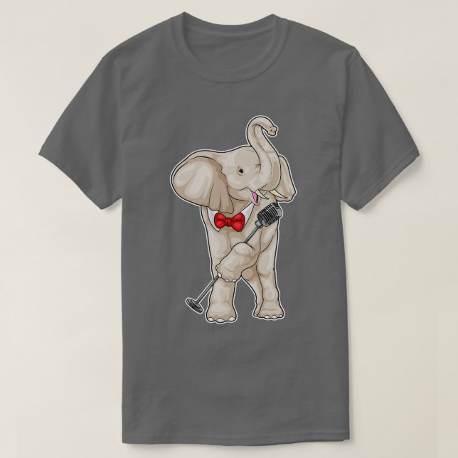 Elephant Singer Microphone Music T-Shirt (Design vorne)