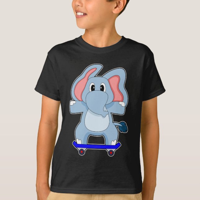 Elephant Skater Skateboard Sports T-Shirt (Vorderseite)