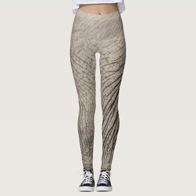 Elephant Skin Print Grau Leggings & Yoga Pants (Vorderseite)