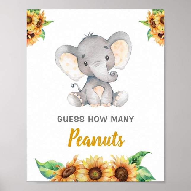 Elephant Sonnenblumen Herbst Schätzung wie viele E Poster (Vorne)