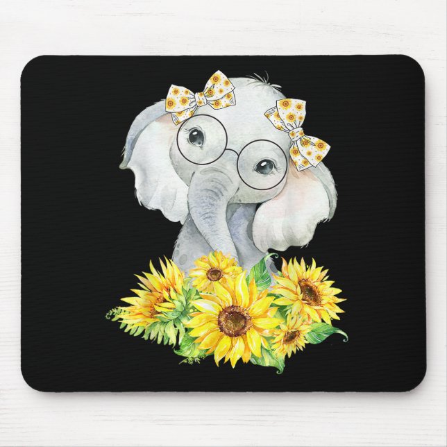Elephant Sonnenblumengeschenke Mousepad (Vorne)
