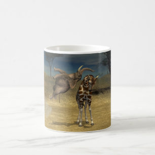 Elephant springt über Giraffe Tasse