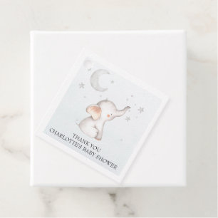 Elephant Stars Moon Dusty Blue Boy Baby Showgi Geschenkanhänger