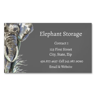 Elephant Storage Watercolor Afrikanische Tierart Magnetische Visitenkarte