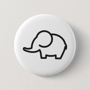 Elephant Stylistic Line Art Button