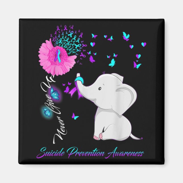 Elephant Suicide Prevention Awareness Ribbon Gif  Magnet (Vorne)