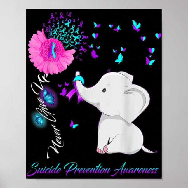 Elephant Suicide Prevention Awareness Ribbon Gif  Poster (Vorne)