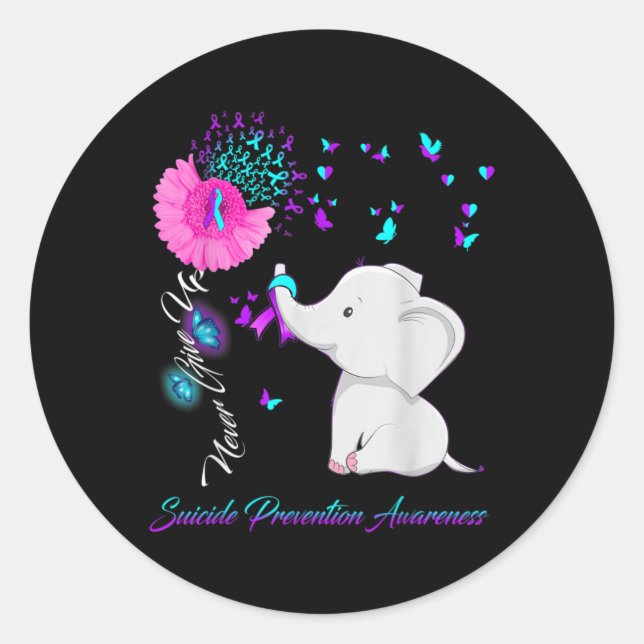 Elephant Suicide Prevention Awareness Ribbon Gif  Runder Aufkleber (Vorderseite)