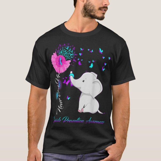 Elephant Suicide Prevention Awareness Ribbon Gif  T-Shirt (Vorderseite)