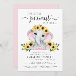 Elephant Sunflowers Pink Watercolor Baby Sprinkle Einladung