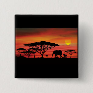 Elephant Sunset Button