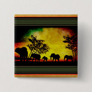 Elephant Sunset Button
