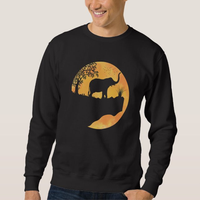 Elephant Sunset For Men Women Cute Elephant Sweatshirt (Vorderseite)