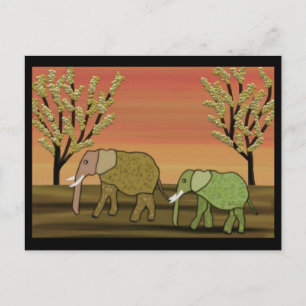 Elephant Sunset Postkarte
