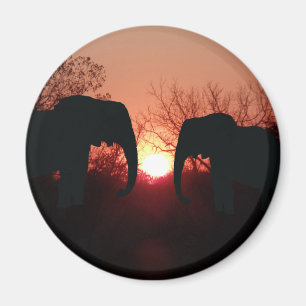 Elephant Sunset Silhouette Magnet