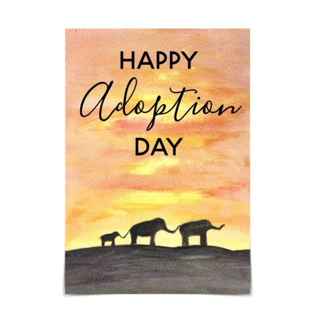 Elephant Sunset Watercolor Card "Forever Family" Karte (Von Creator hochgeladen)