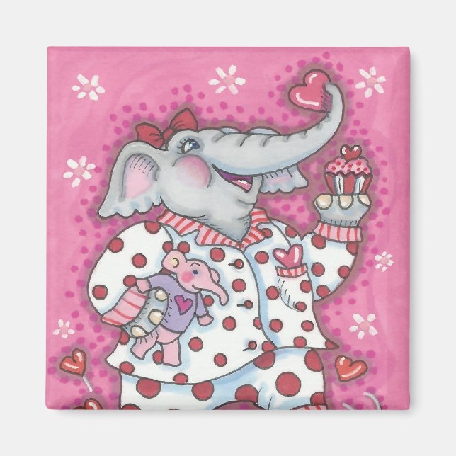 Elephant Sweetheart VALENTINE MAGNET Square (Vorne)