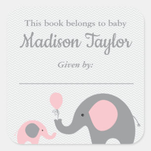 Elephant Themed Buchzeichen Sticker Blue Baby Dusc