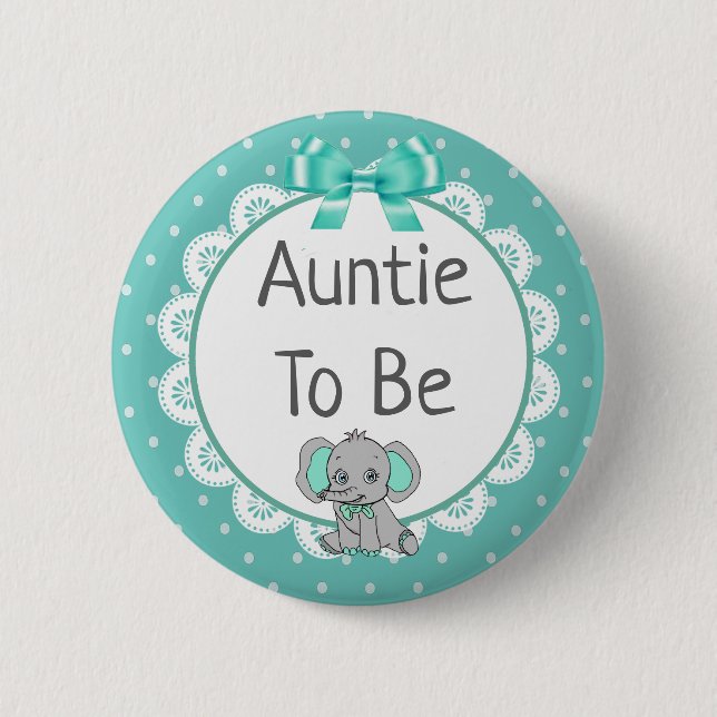 Elephant Themed Tante to Be Baby Shower Button (Vorderseite)
