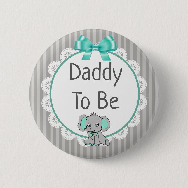 Elephant Themed Vater to Be Baby Shower Button (Vorderseite)