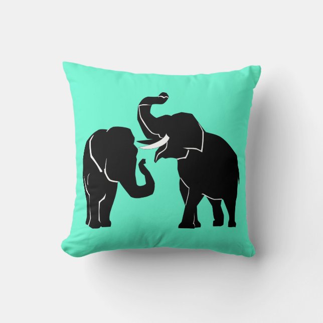 Elephant Throw Pillow - Custom Colors Kissen (Vorderseite)