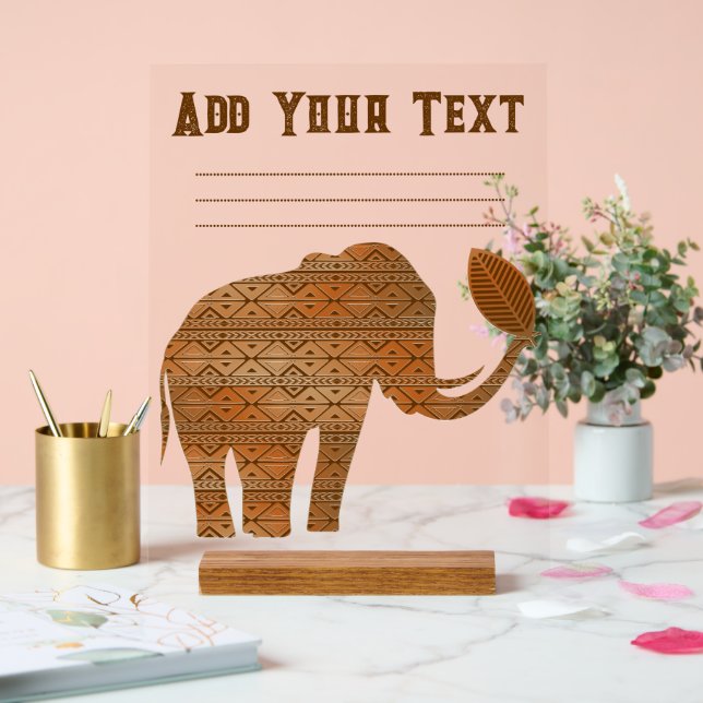 Elephant Tribal Art Design Acrylschild (Hochzeit)