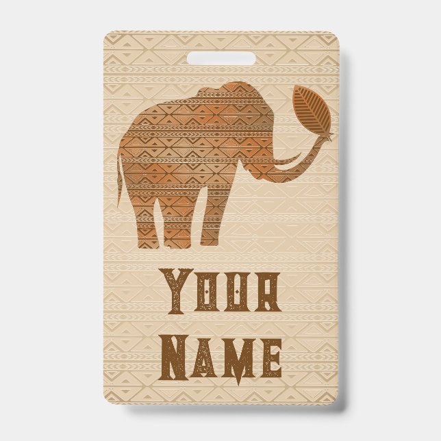 Elephant Tribal Art Design Ausweis (Vorderseite)