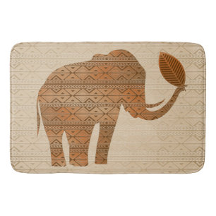 Elephant Tribal Art Design Badematte