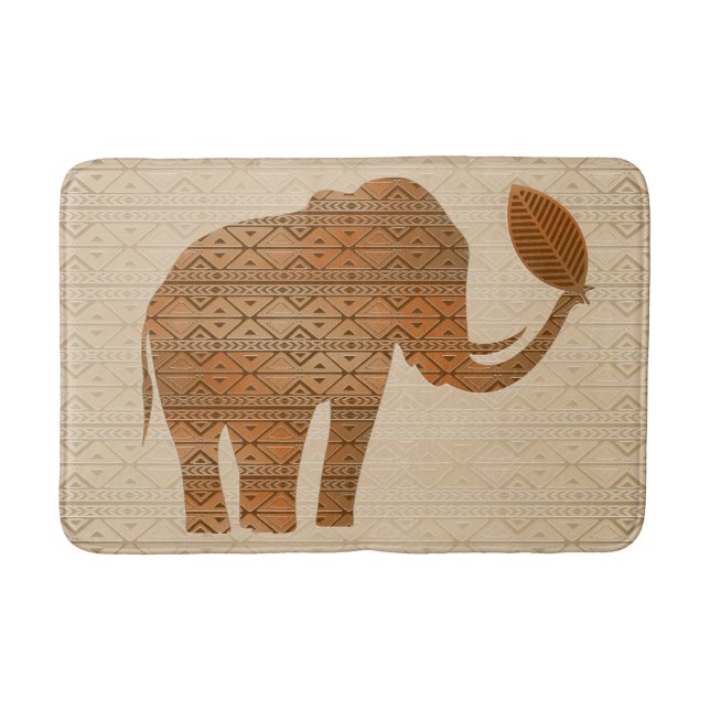 Elephant Tribal Art Design Badematte (Vorderseite)