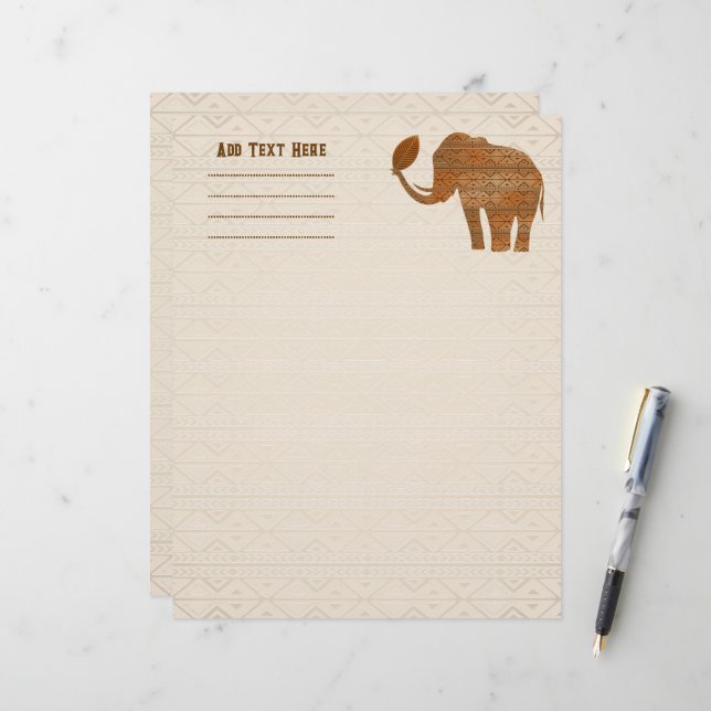 Elephant Tribal Art Design Briefbogen (Vorderseite/Rückseite Beispiel)