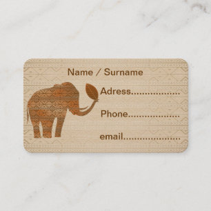 Elephant Tribal Art Design Business Cards Visitenkarte