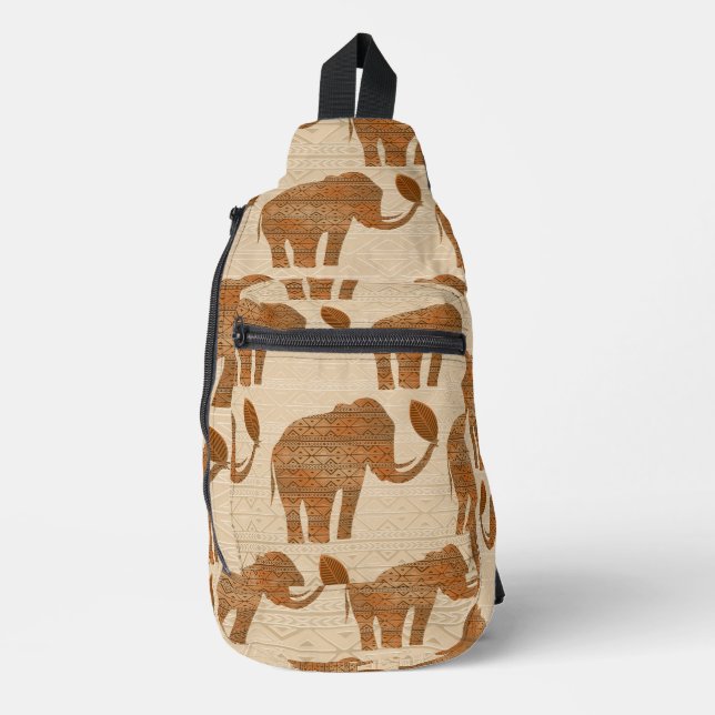 Elephant Tribal Art Design Crossbody Bag (Vorderseite)