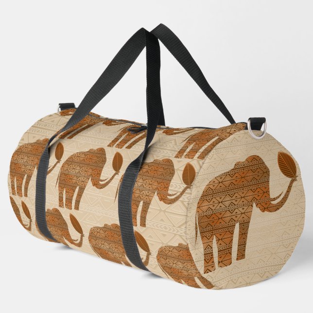 Elephant Tribal Art Design Duffle Bag (Linke Ecke)