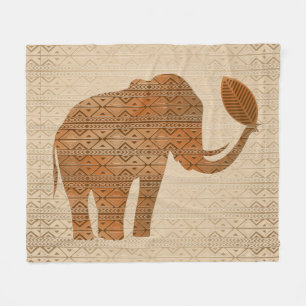 Elephant Tribal Art Design Fleecedecke
