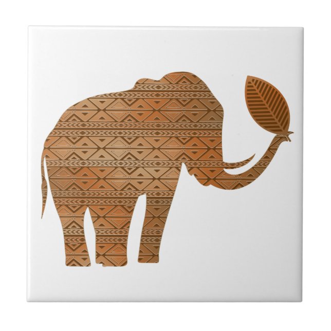 Elephant Tribal Art Design Fliese (Vorderseite)