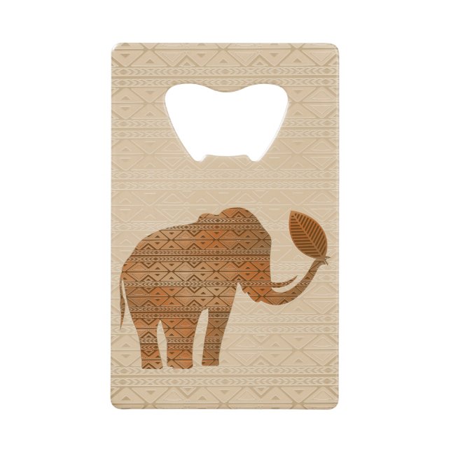Elephant Tribal Art Design Geldbeutel Flaschenöffner (Vorderseite)