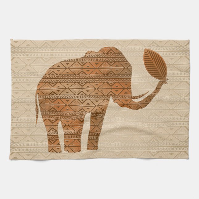 Elephant Tribal Art Design Geschirrtuch (Horizontal)
