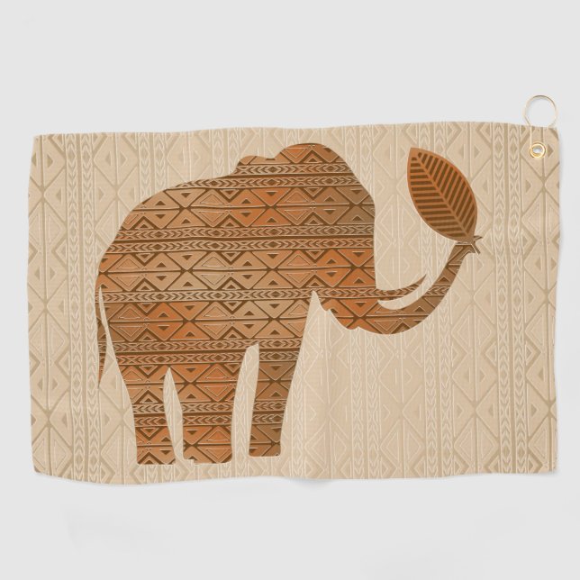 Elephant Tribal Art Design Golfhandtuch (Horizontal)