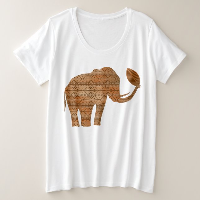 Elephant Tribal Art Design Große Größe T-Shirt (Design vorne)