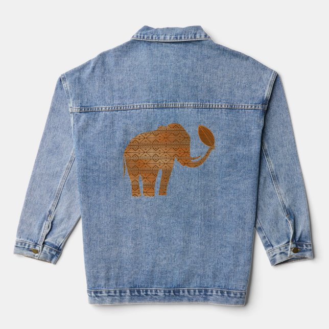 Elephant Tribal Art Design Jeansjacke (Rückseite)
