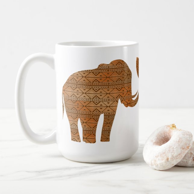 Elephant Tribal Art Design Kaffeetasse (Mit Donut)