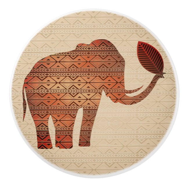 Elephant Tribal Art Design Keramikknauf (Vorderseite)