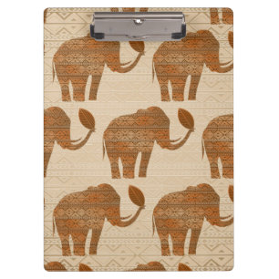 Elephant Tribal Art Design Klemmbrett