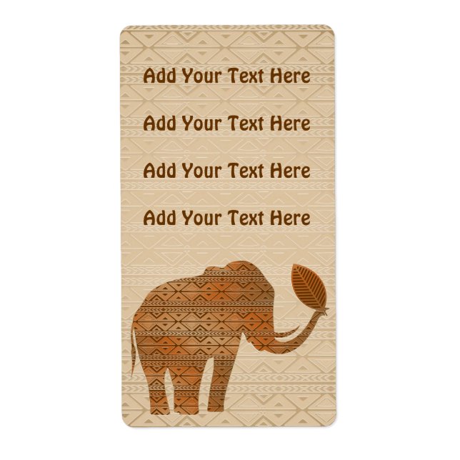 Elephant Tribal Art Design Labels (Vorne)