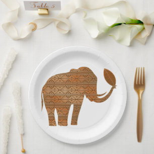 Elephant Tribal Art Design Pappteller