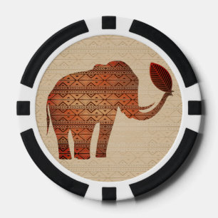 Elephant Tribal Art Design Pokerchips
