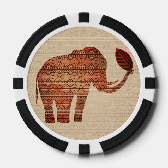 Elephant Tribal Art Design Pokerchips (Vorderseite)