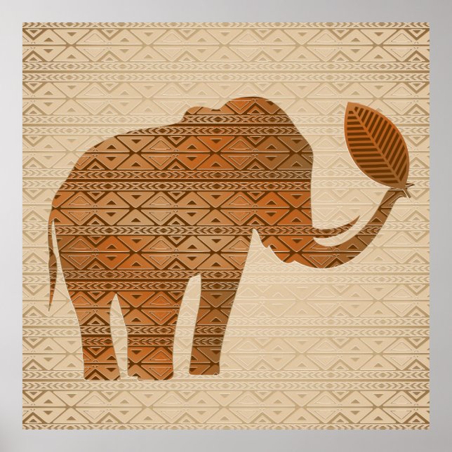 Elephant Tribal Art Design Poster (Vorne)