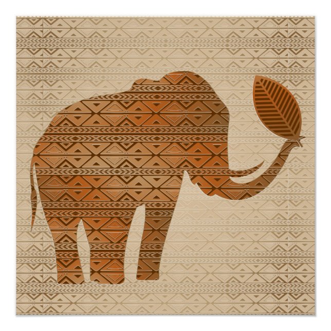 Elephant Tribal Art Design Poster (Vorderseite)